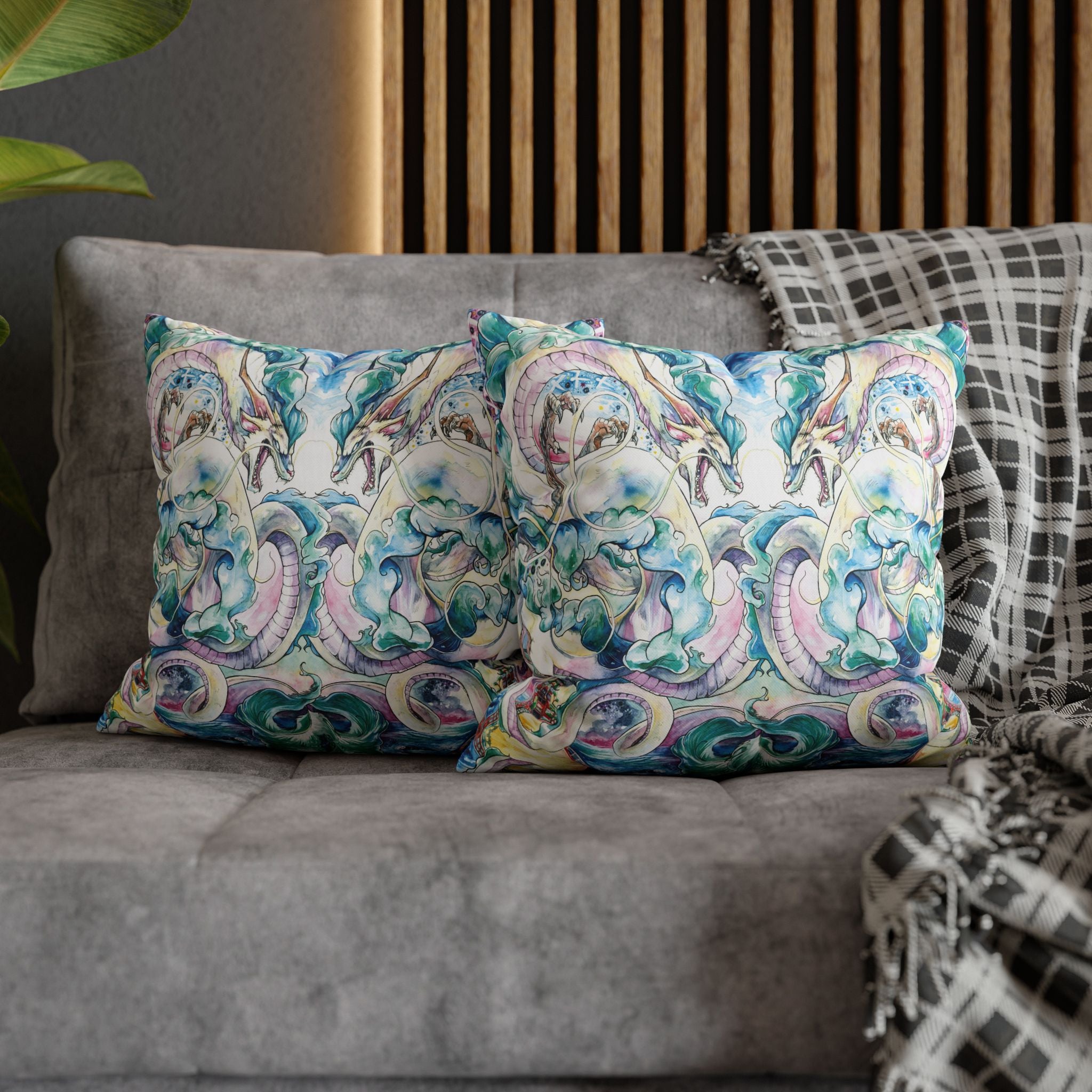 Square Poly Canvas Pillowcase - Spirit of the River