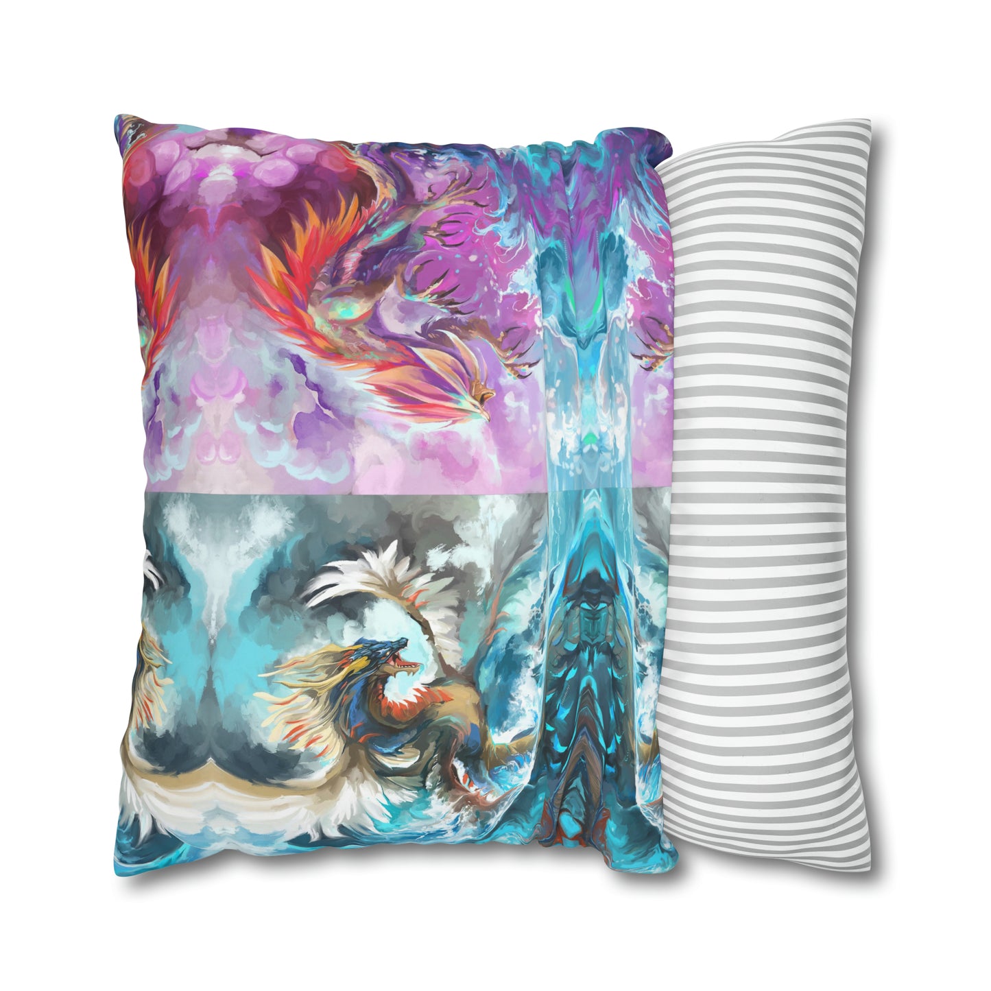 Square Poly Canvas Pillowcase - Monster Battle