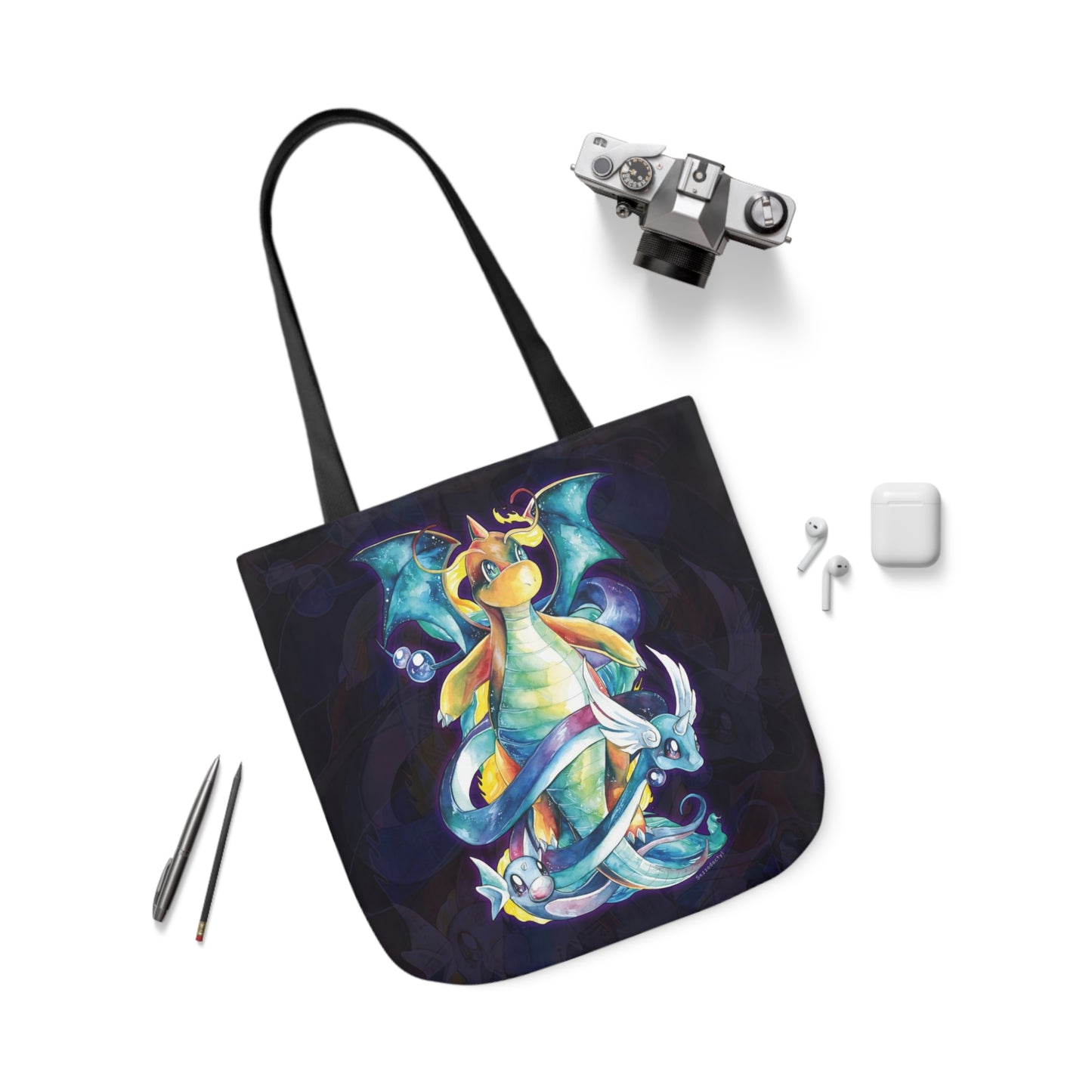 Canvas Tote Bag, 5-Color Straps - Dragons