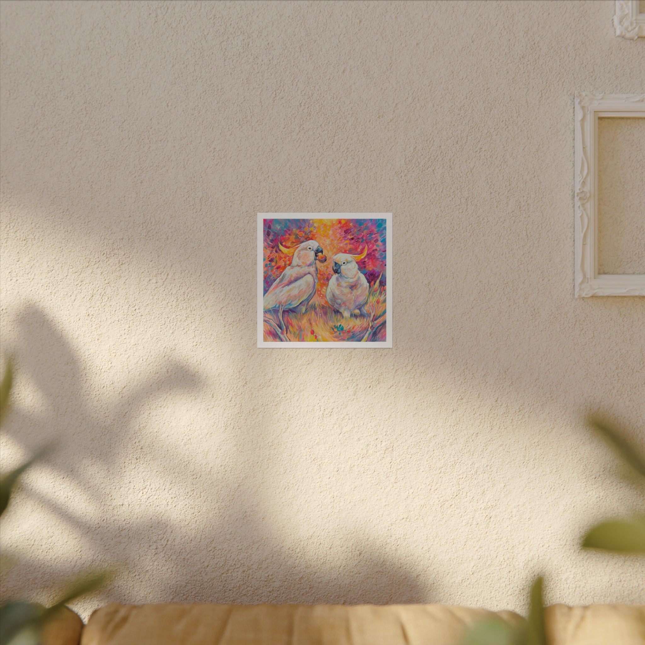 Two Cockatoos Boarded Square Print