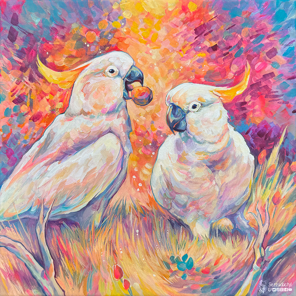 Cockatoos Print - Square Sizes - 6x6, 8x8, 10x10, 11x11