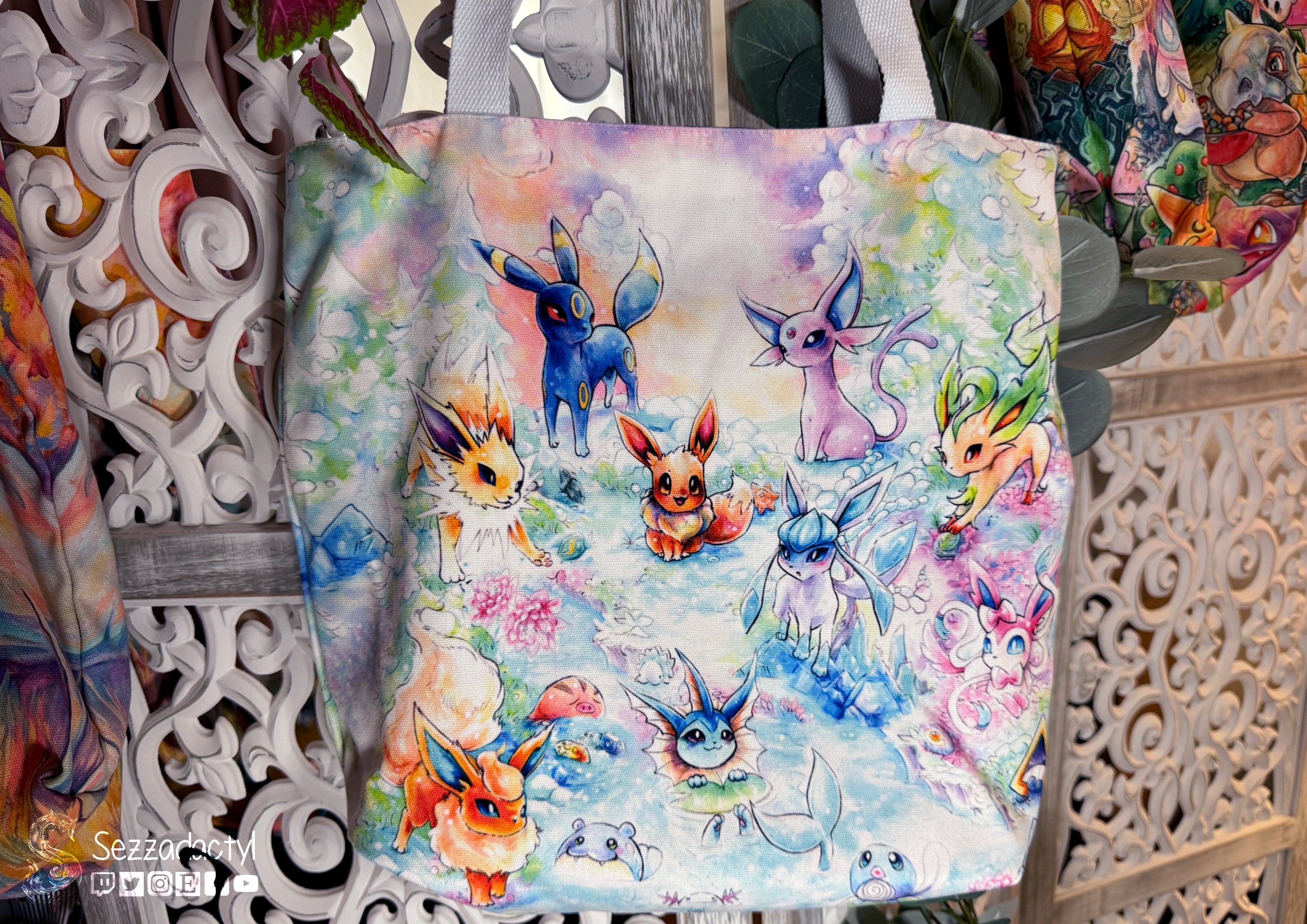 Tote Bag, 5-Color Straps - Family Fox Gathering