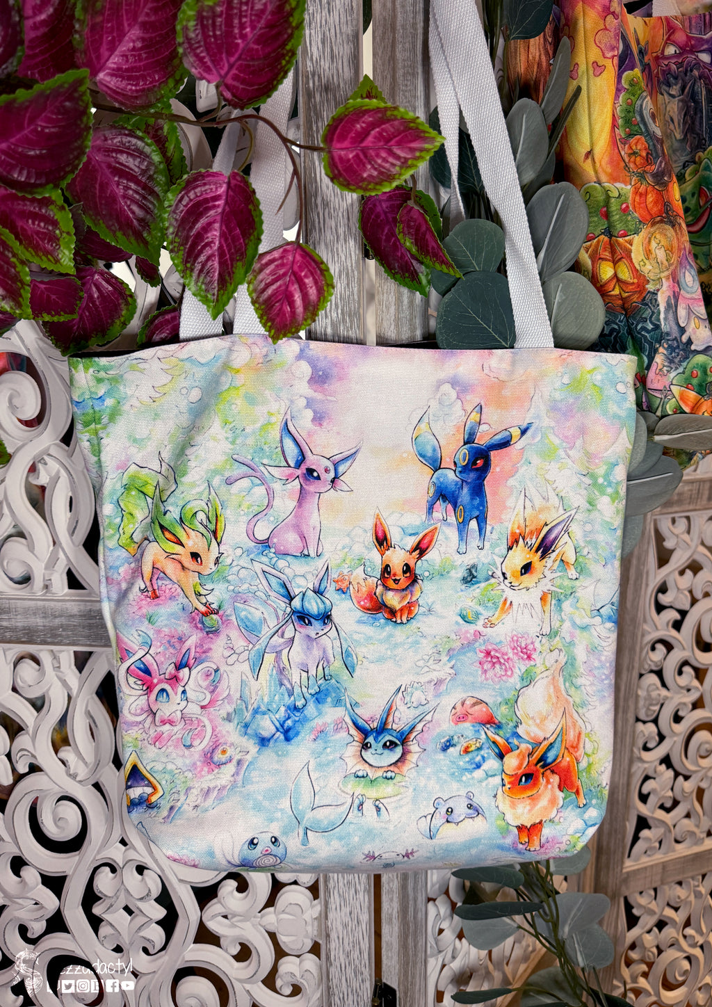 Tote Bag, 5-Color Straps - Family Fox Gathering