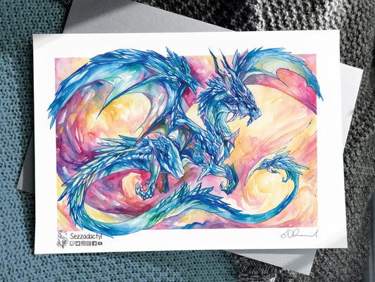 Sapphire Dragon Print - A3/A4/A5