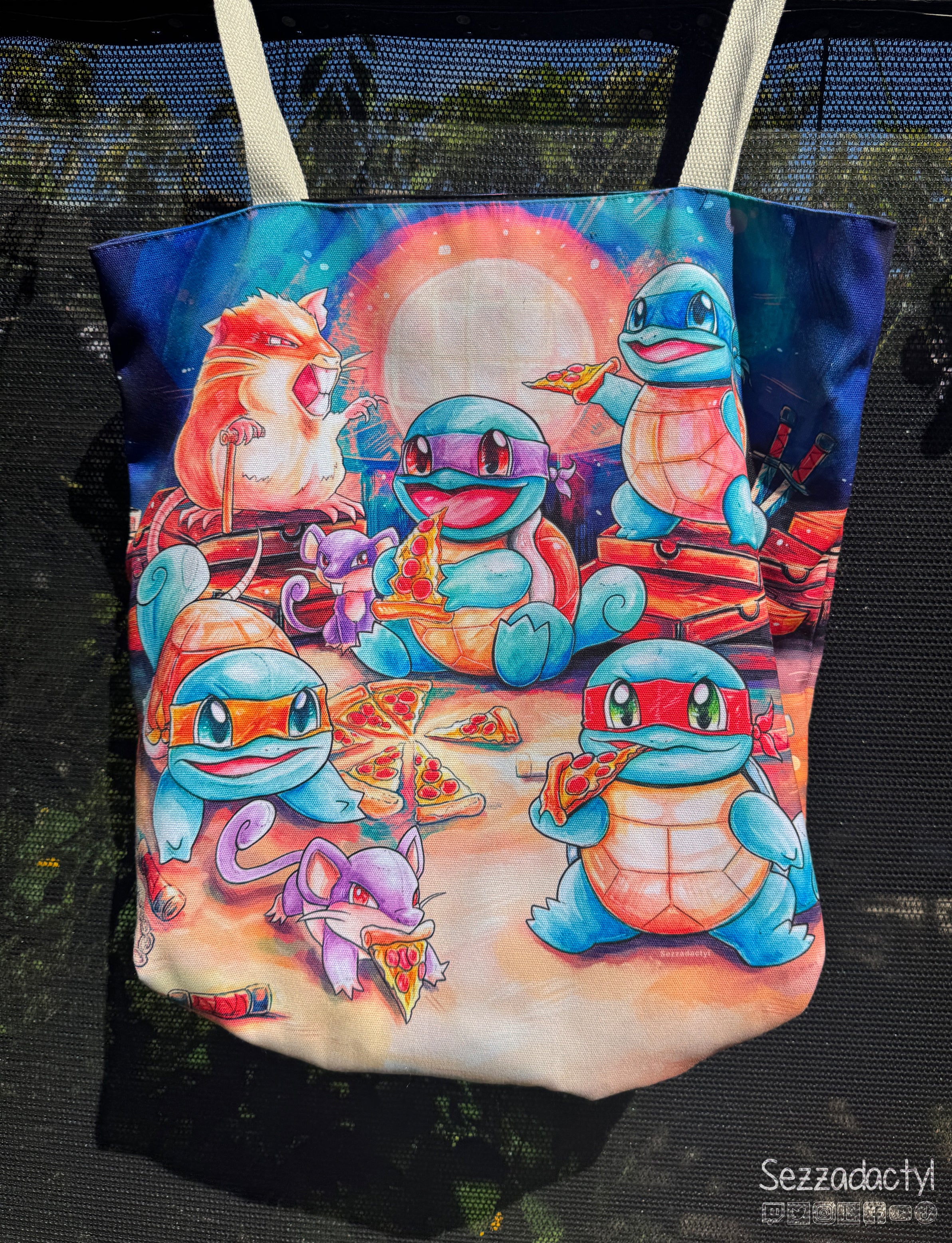 Tote Bag, 5-Color Straps - Pizza Party