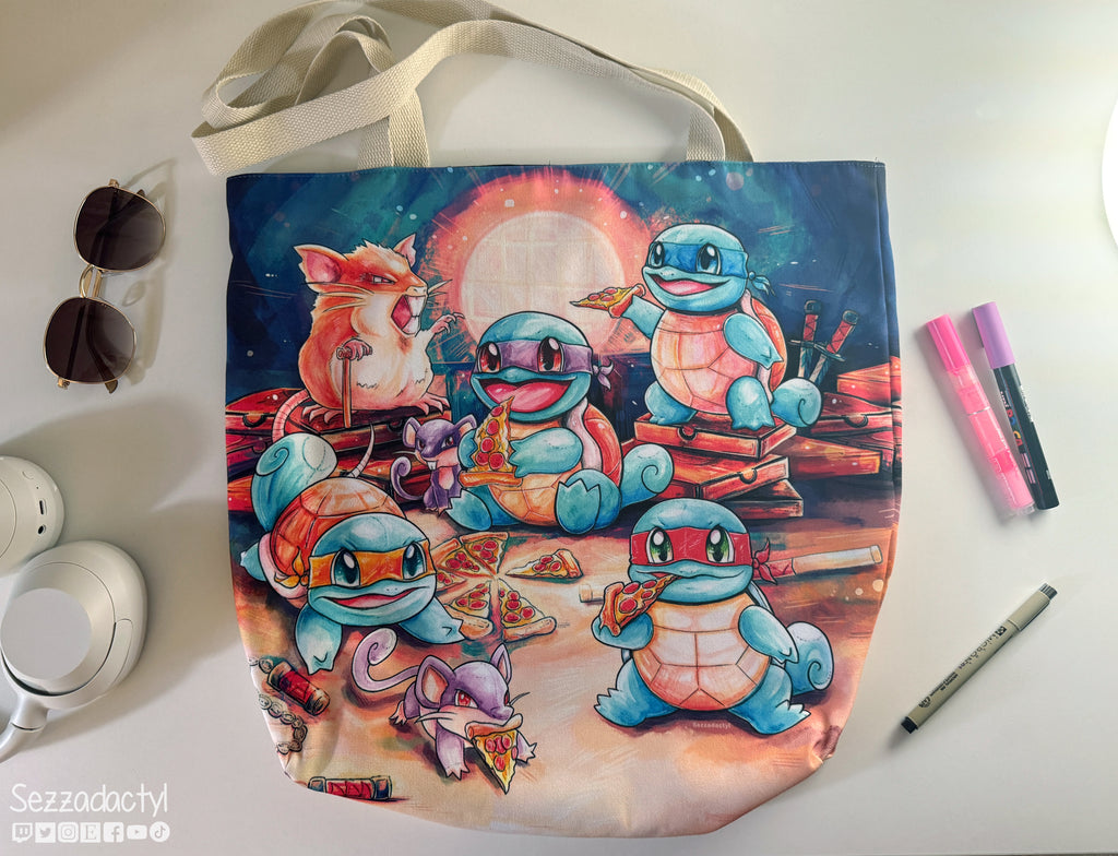 Tote Bag, 5-Color Straps - Pizza Party