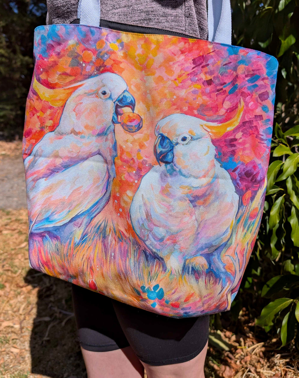 Tote Bag, 5-Color Straps - Cockatoos