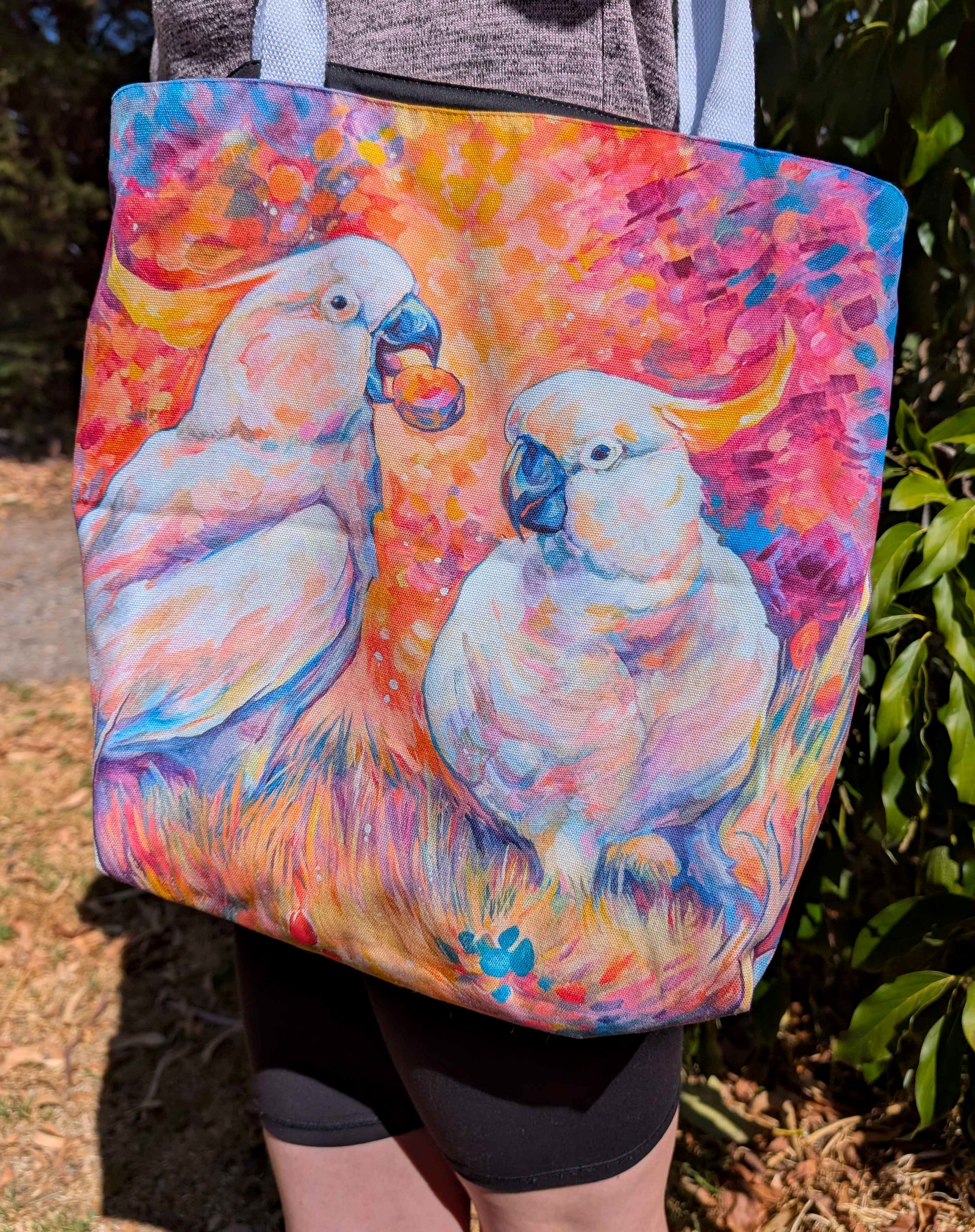 Tote Bag, 5-Color Straps - Cockatoos