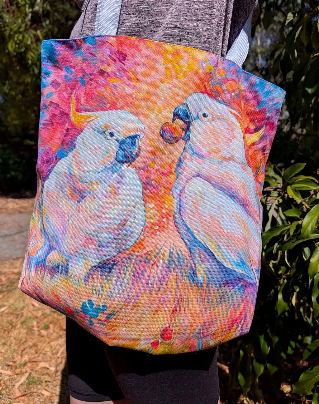 Tote Bag, 5-Color Straps - Cockatoos