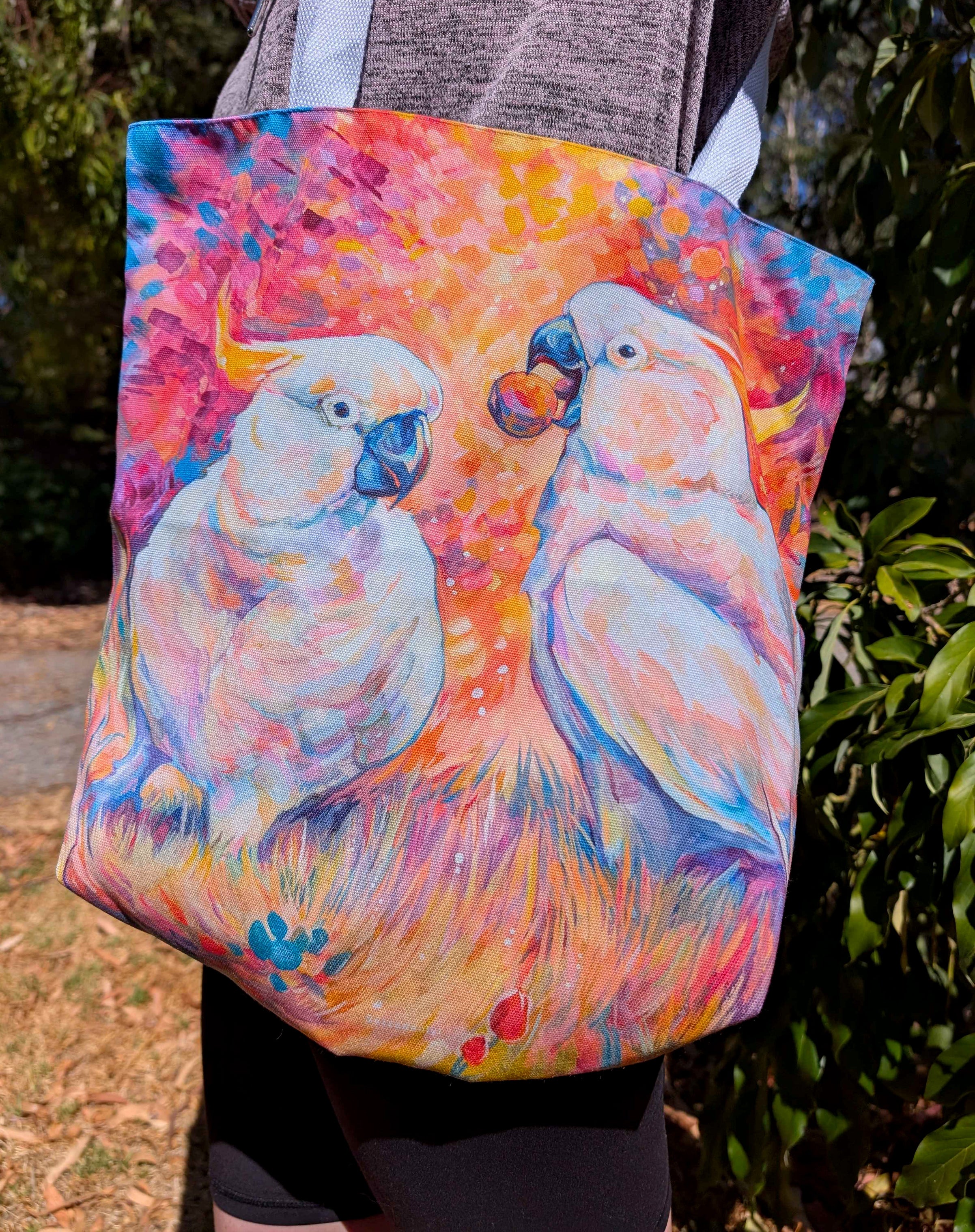 Tote Bag, 5-Color Straps - Cockatoos