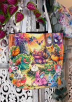 Canvas Tote Bag, 5-Color Straps - Halloween Friends