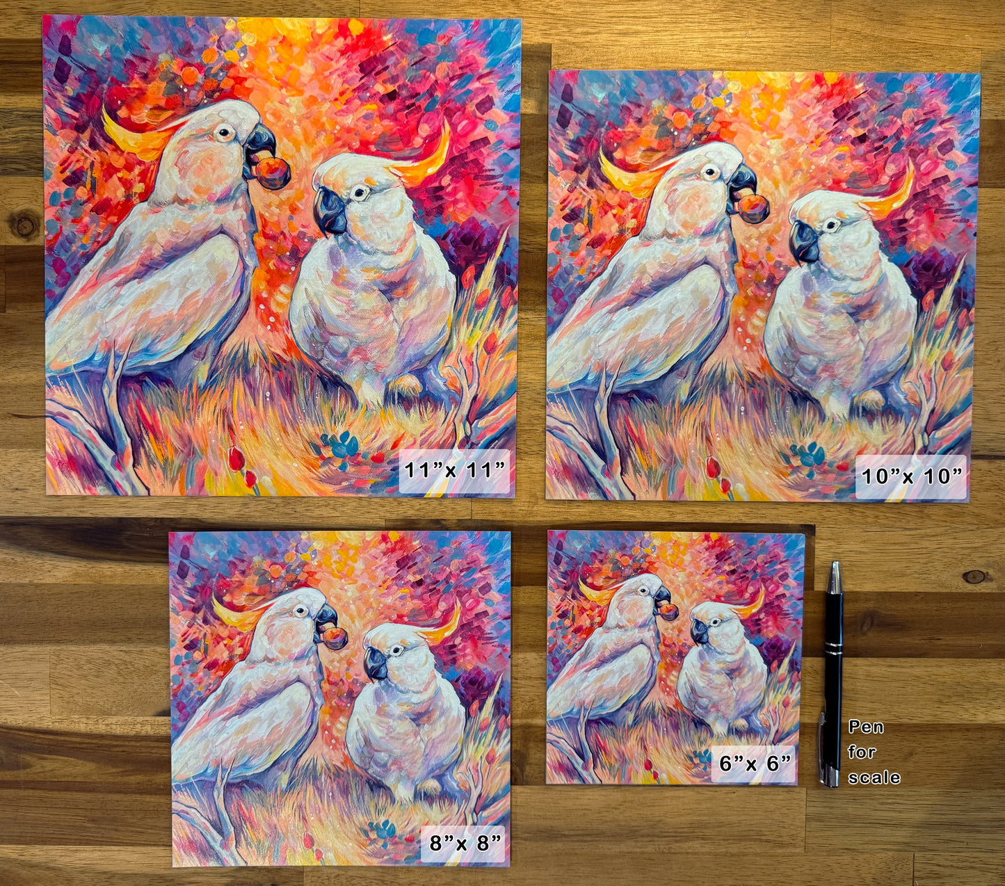 Cockatoos Print - Square Sizes - 6x6, 8x8, 10x10, 11x11