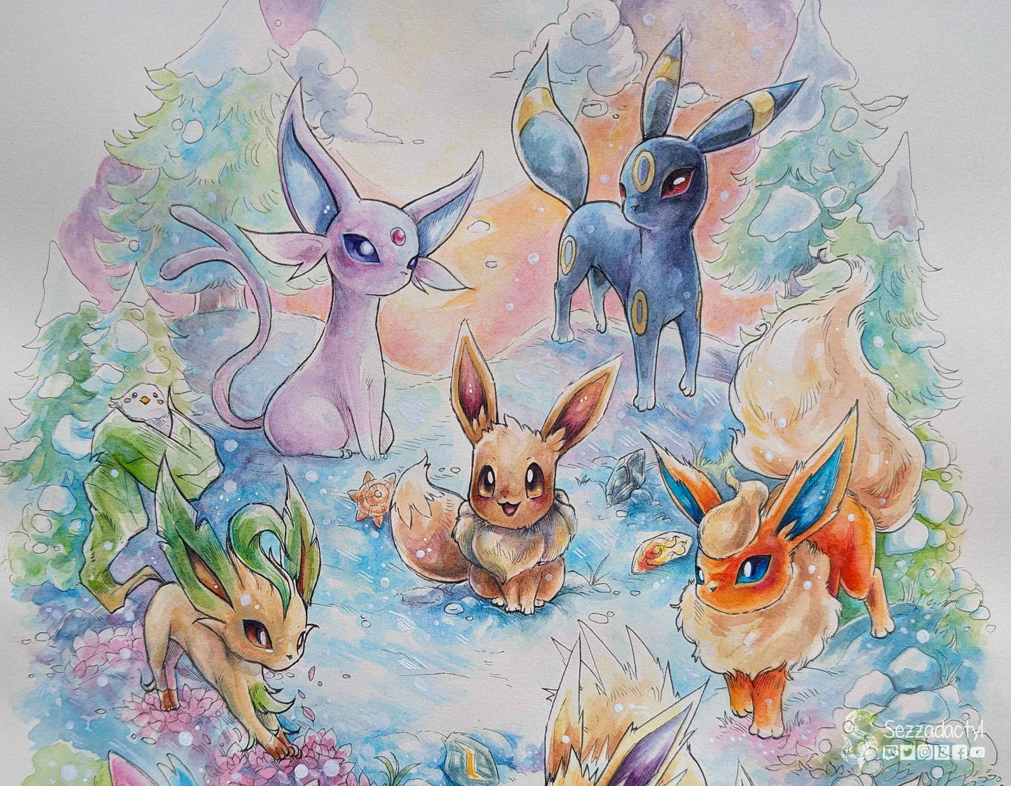 Fox Family Gathering - Original Painting