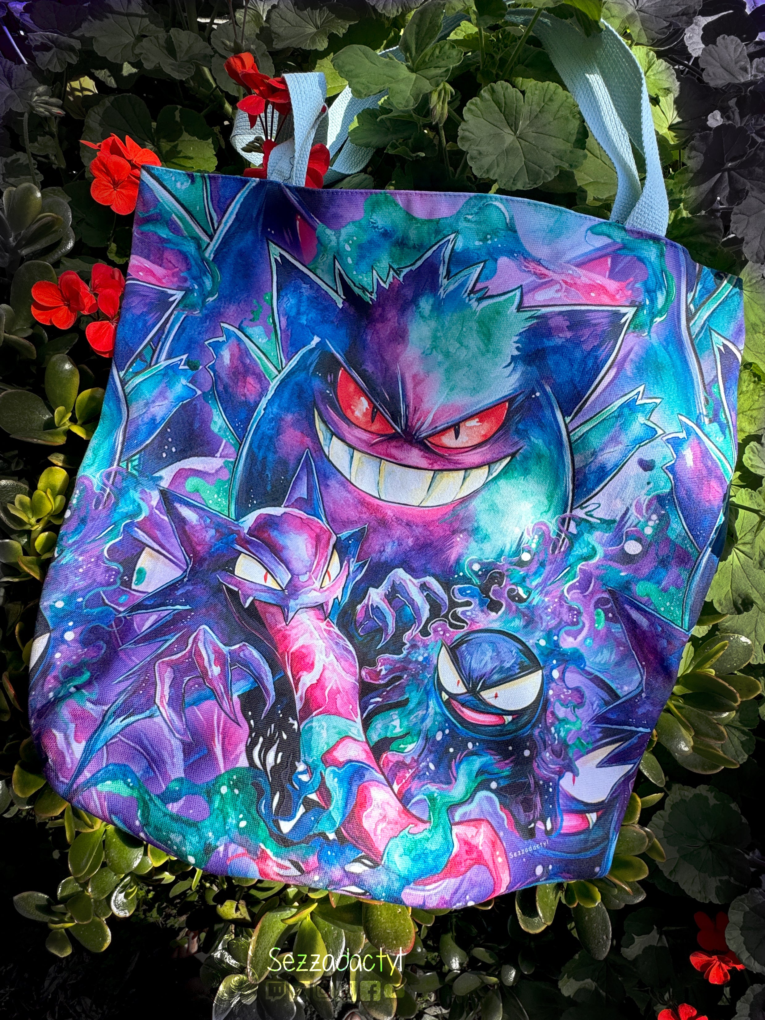 Canvas Tote Bag, 5-Color Straps - Ghostly Family