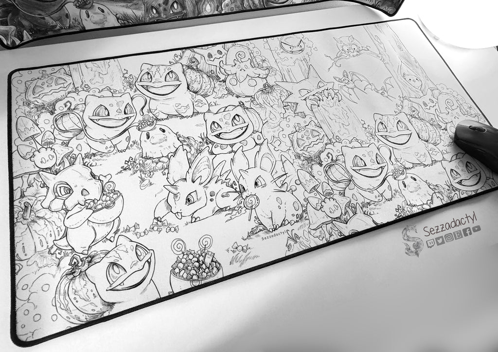 Desk Mat - Halloween Friends Linework